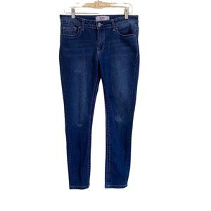 VGS WOMEN'S BLUE SKINNY JEANS EMBROIDERED POCKETS LIGHTLY DISTRESSED SZ 6‎